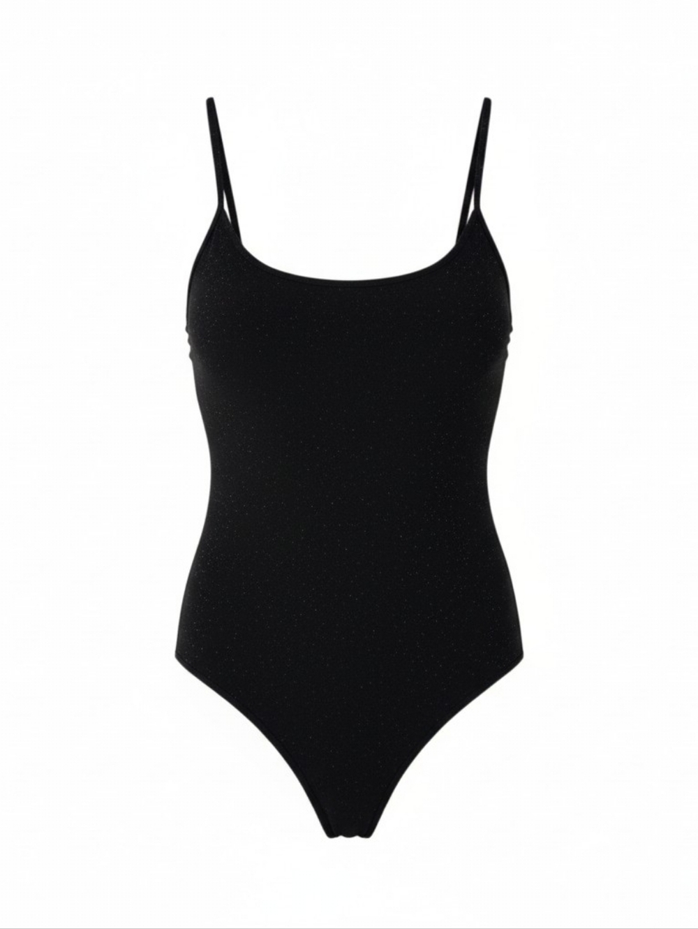 Wearever Sparkly Black Bodysuit Sleeveless Spaghetti Strap Stretch Shimmer Top M